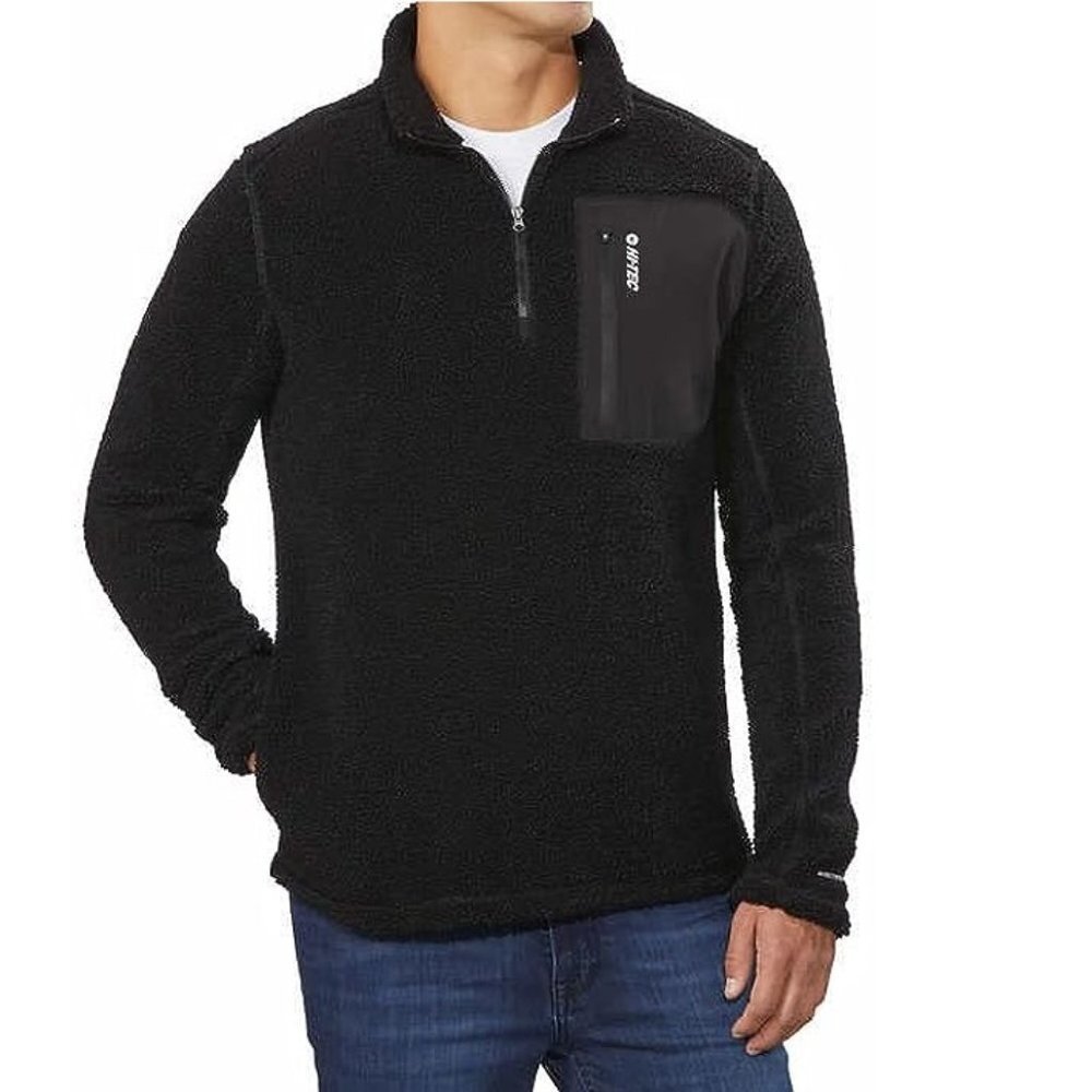 Hi-Tec Men’s Black Thermo Fleece ¼ Zip Pullover Sweater Sweatshirt Z97